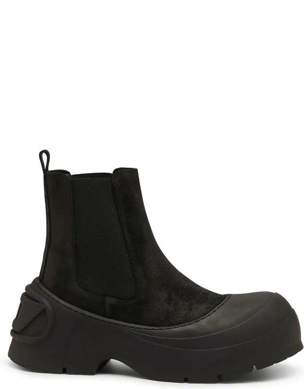 Chelsea Boots In Waxed Suede And Rubber