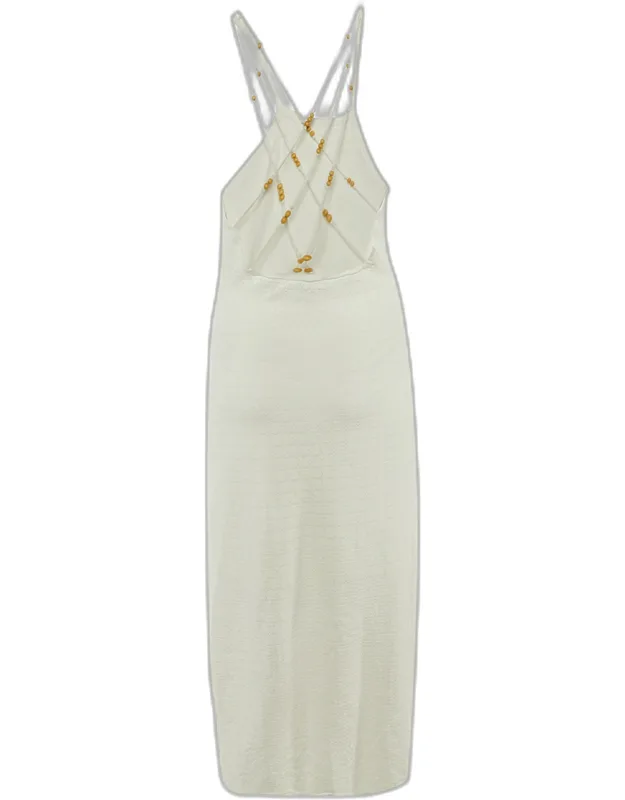 Bead Embellished Detail Knit Midi Dress