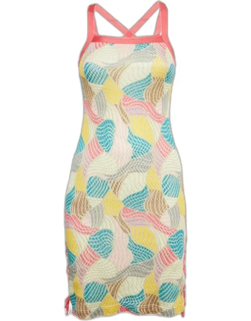 Patterned Knit Lace-up Mini Dress