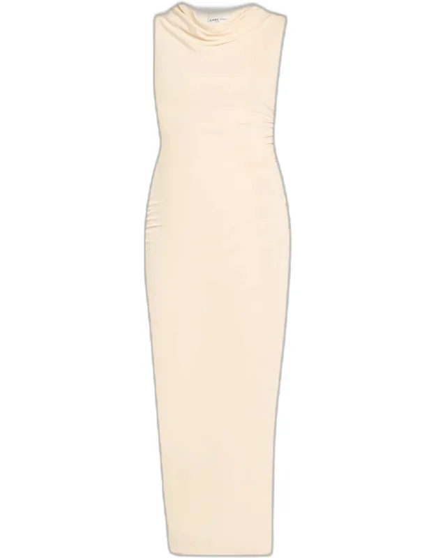Draped Cowl-neck Jersey Dress