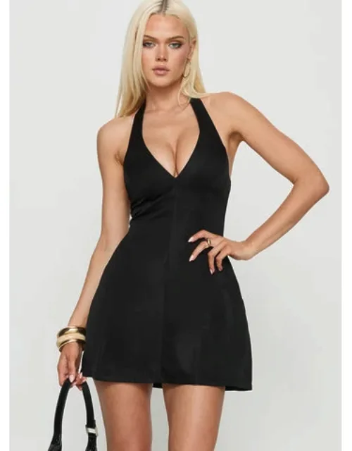 _deana Halter Mini Dress With Plunge Detail And Adjustable Straps_