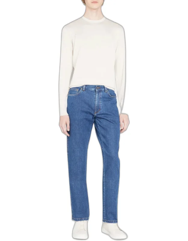 Stonewash Denim 5-pocket Jeans