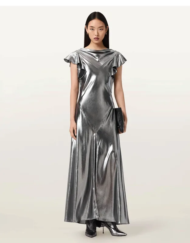 Flora Metallic Maxi Dress