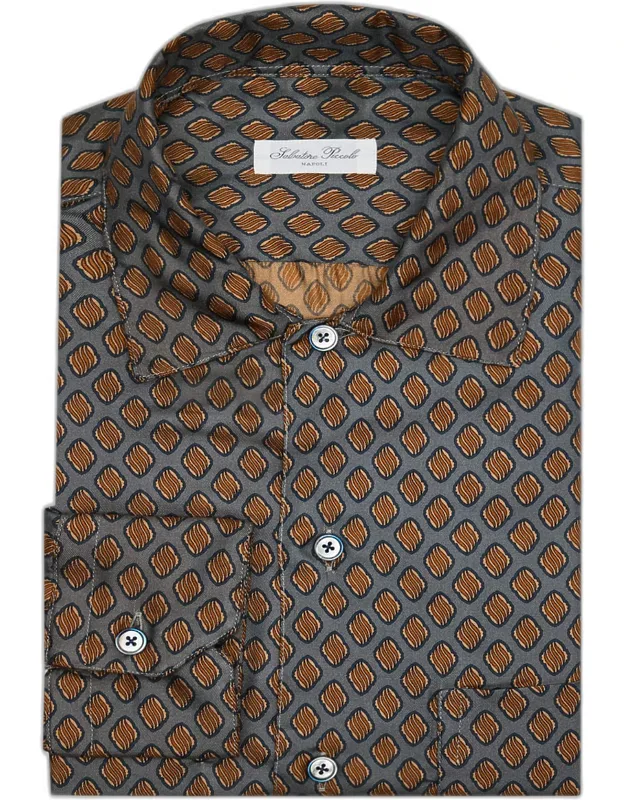 Silk Diamond-print Dress Shirt