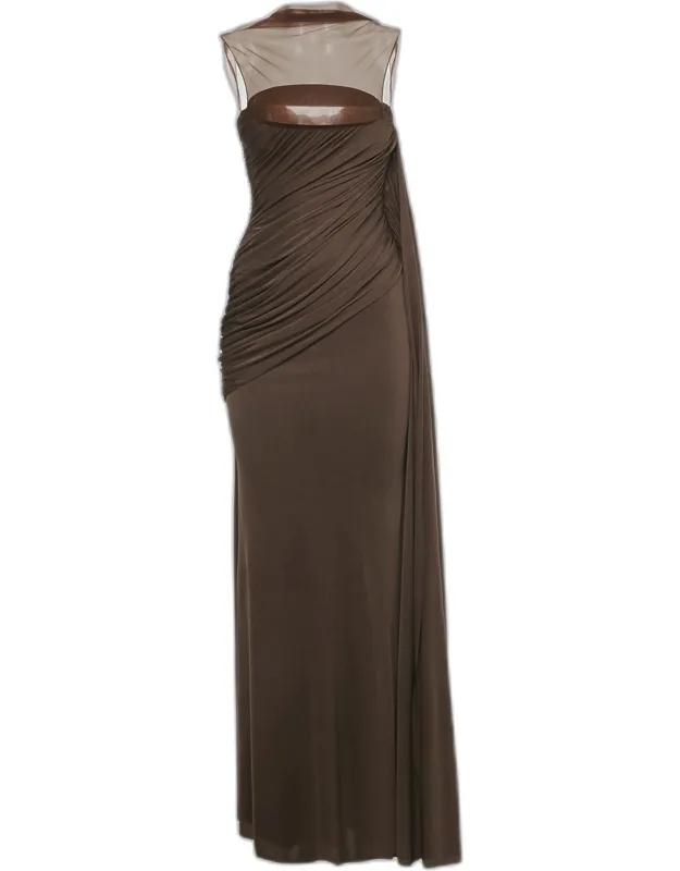 Jersey And Tulle Metallic Cup Disa Dress