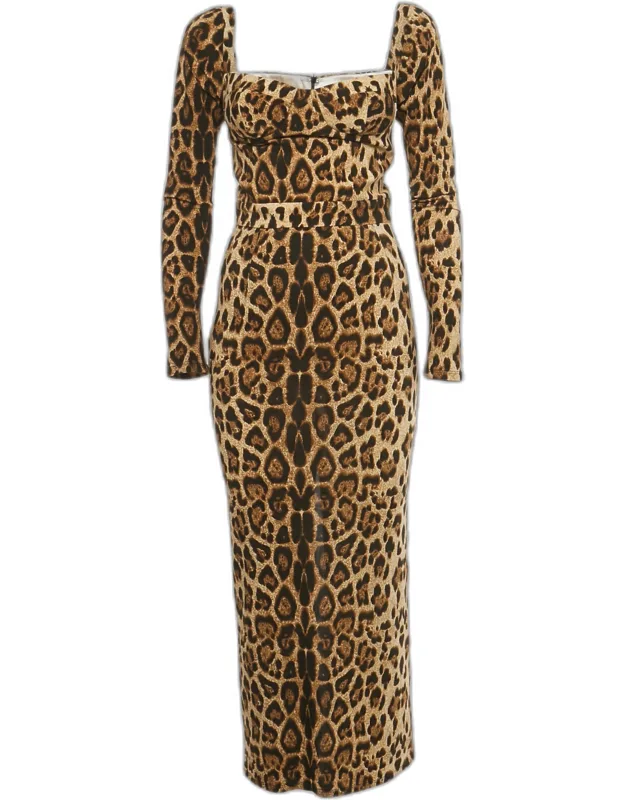 Leopard Print Jersey Midi Dress
