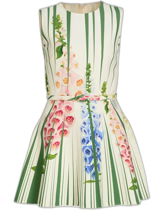 Sleeveless Pleated Mini Dress With Belt