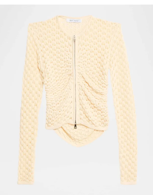 Pointelle Zip Cardigan