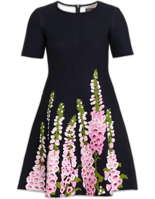 Foxglove Jacquard Knit Mini Dress