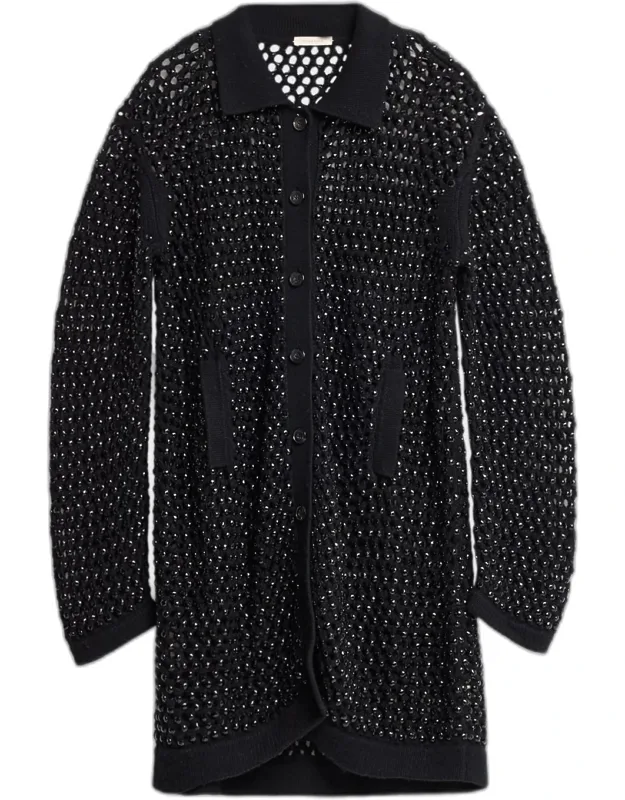 Embellished Open Knit Cardigan
