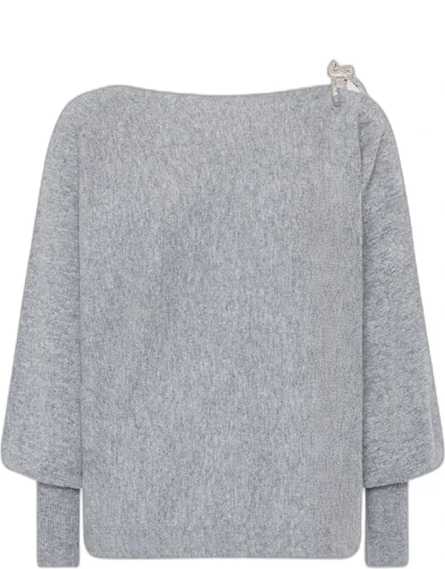 Cutout Embellished-tie Sweater