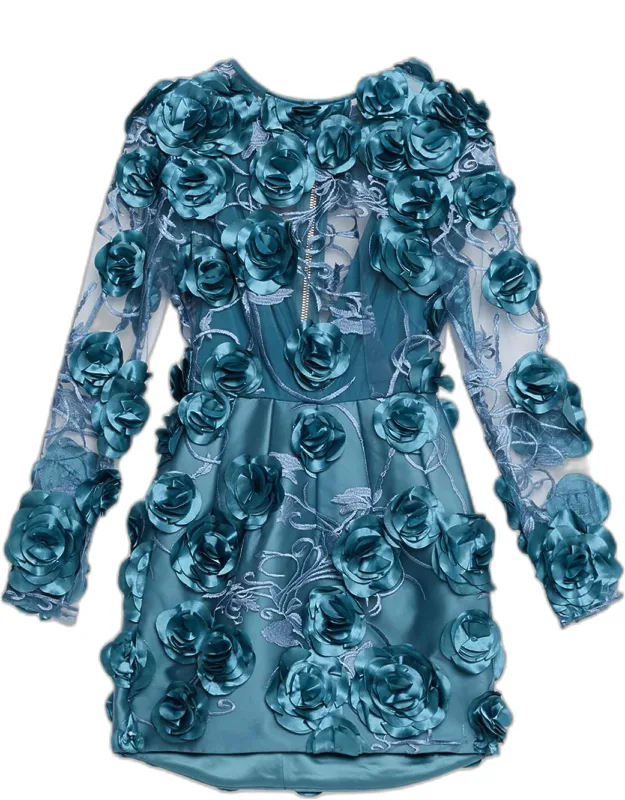 Floral Mesh Lace Mini Dress