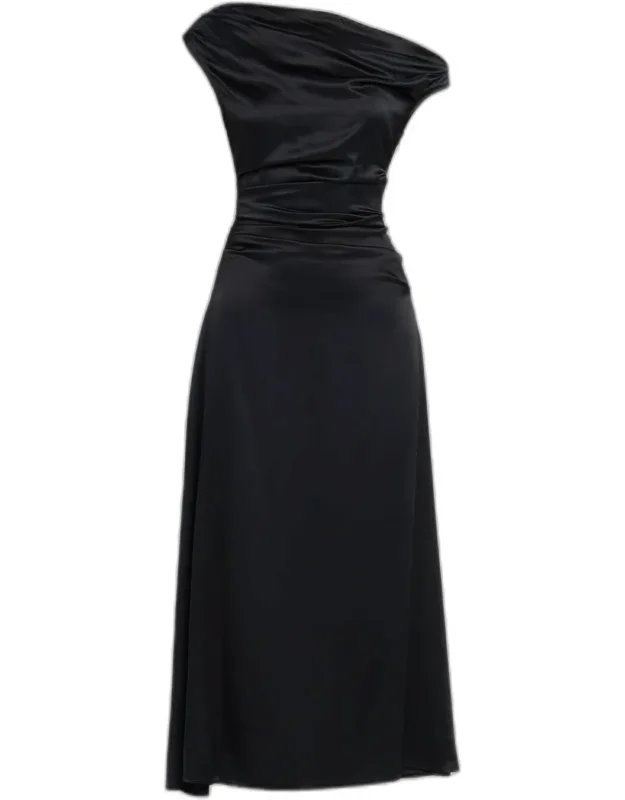 Draped Silk Midi Dress