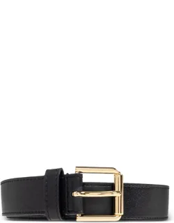 Gold-buckle Leather Belt