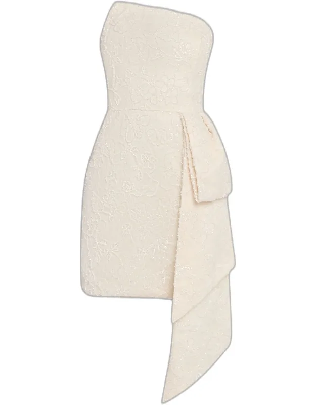 Asymmetric Strapless Side-drape Mini Dress