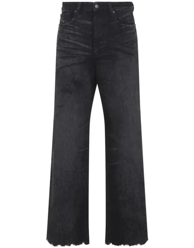 Jeans With Front Concealing Zipped Fastening And Buttoned Fastening