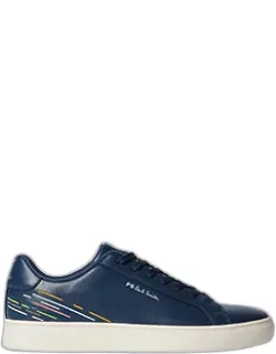 Navy Leather 'rex' Embroidery Trainers