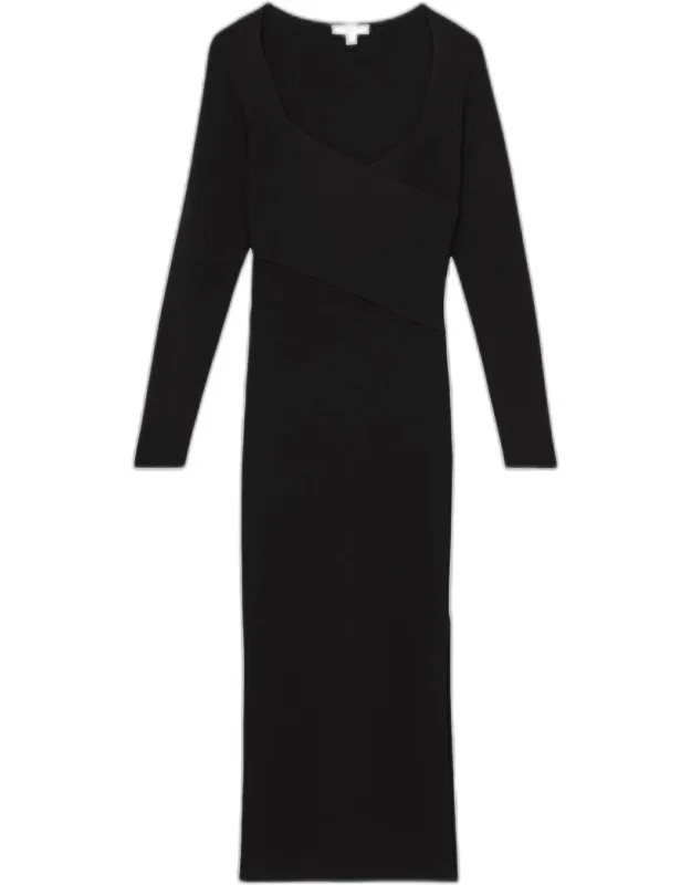 Wrap-front Knit Bodycon Midi Dress