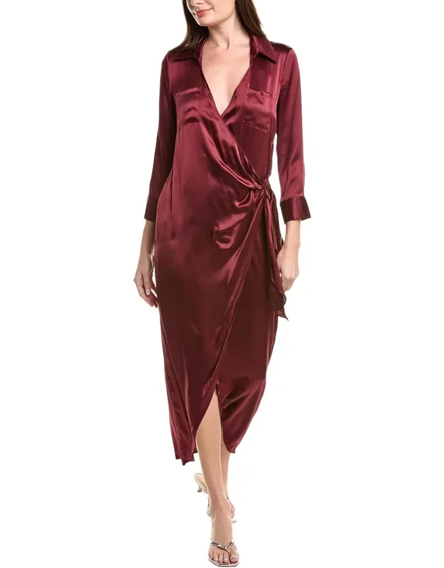Kadi Long Silk Wrap Dress