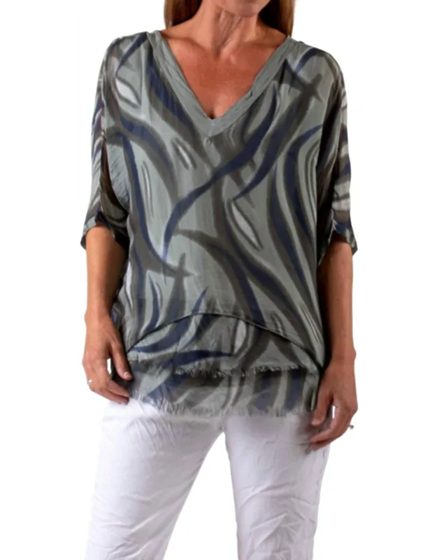 Wave Print Blouse