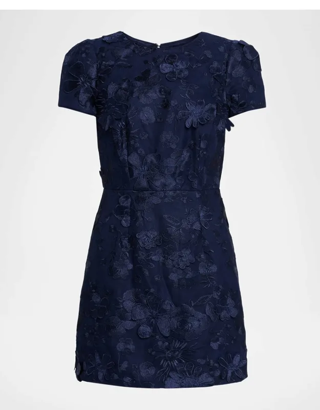 Daisy Embroidered Puff-sleeve Mini Dress