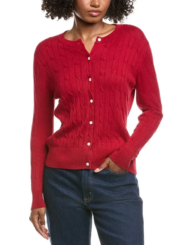 Classic Cable Full Button Cashmere-blend Cardigan