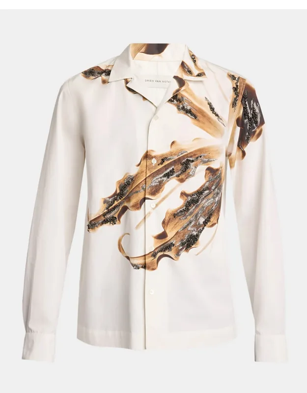 Cotton Maxi-floral Embellished Dress Shirt