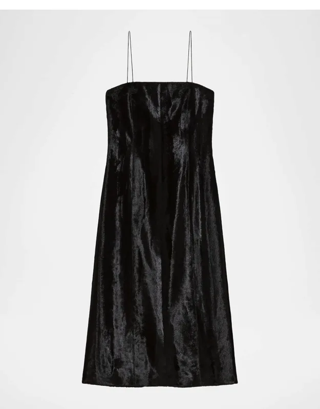 Sleeveless Faux Pony Midi Dress
