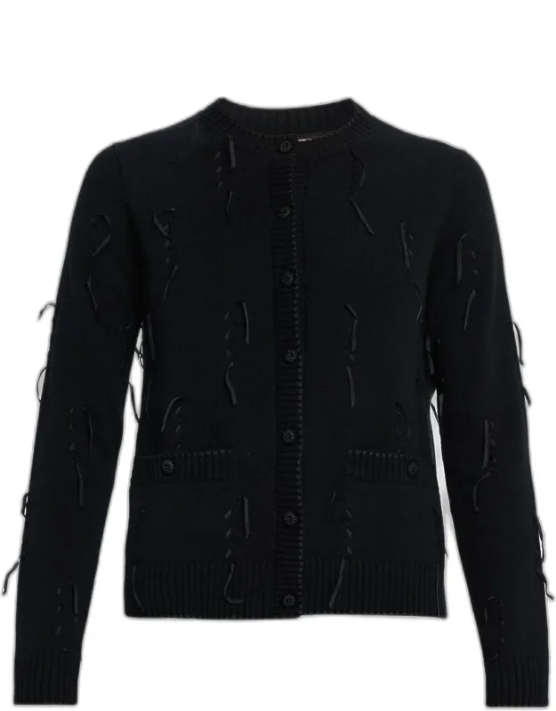 Ribbon-embellished Cashmere Cardigan