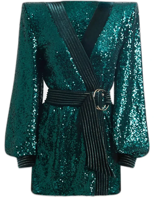 Cala Conta Sequined Wrap Mini Dress