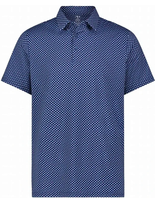 Performance Short Sleeve Shirt In Flower Geo, Distinctive Small Geo Pattern, Classic Collar