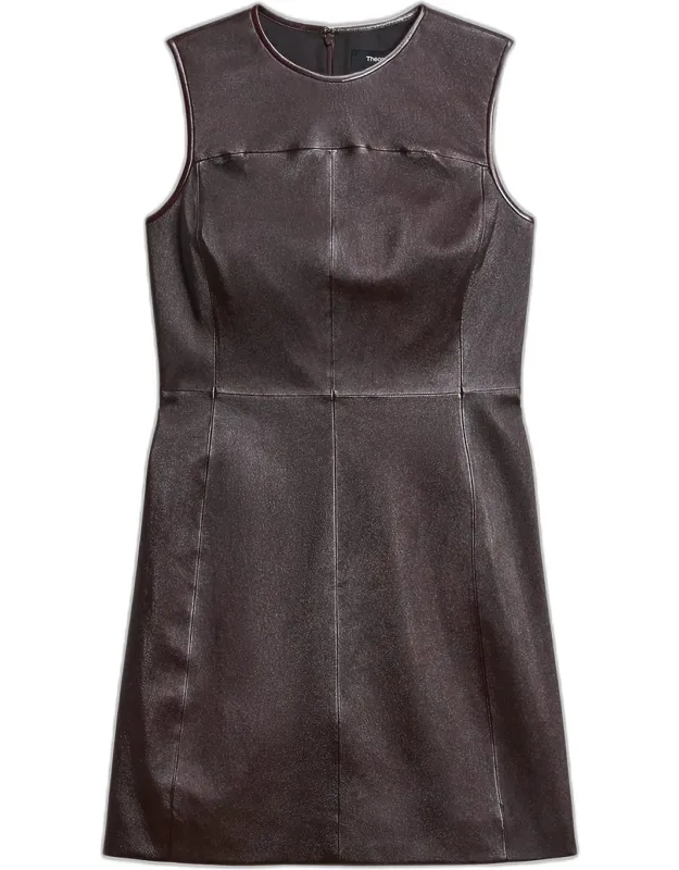 Sleeveless Nappa Leather Mini Dress