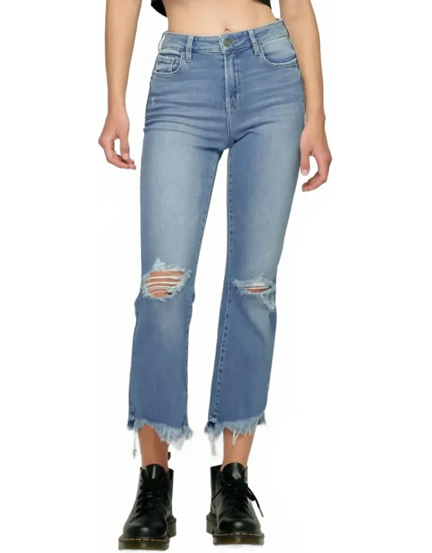 Happi Crop Flare Frayed Uneven Hem Jeans