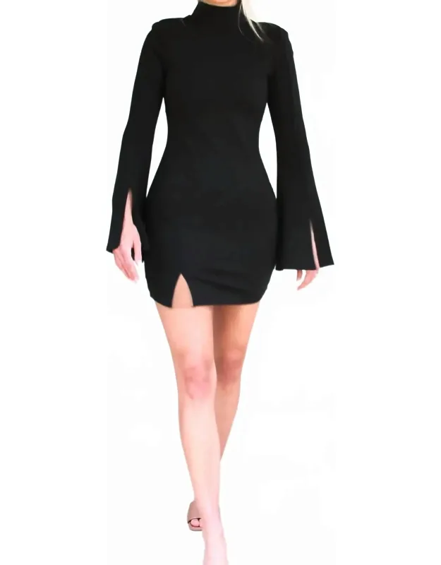 Wide Bell Sleeve Mini Dress