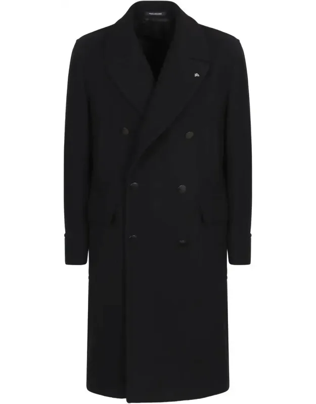 Double-breasted Coat In Mixed Wool