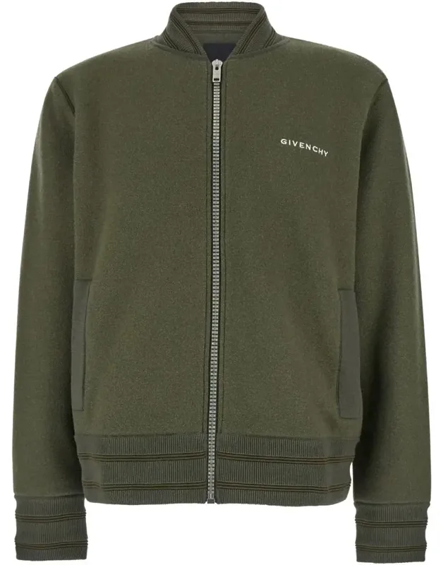 Sweatshirt With Bomber Collar And 4g Logo In Wool