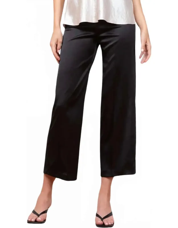 Pull On Wide Leg Pants In Liquid Satin