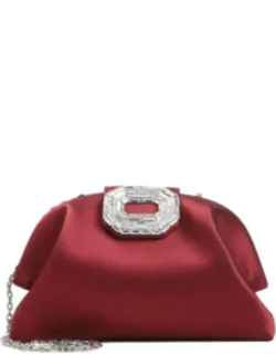 Satin Tab Bag With Crystal-embellished Accessory