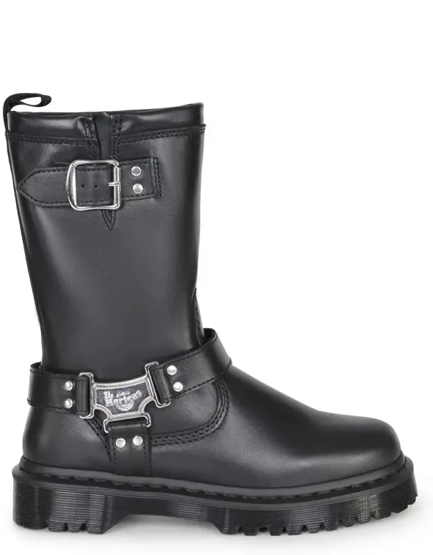 Dr. Martens Boots With Sturdy Rubber Sole And Contrasting Buckle