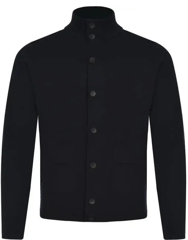 Sweater With Collar, Front Button Closure, Long Sleeves, Side Pockets With Flap