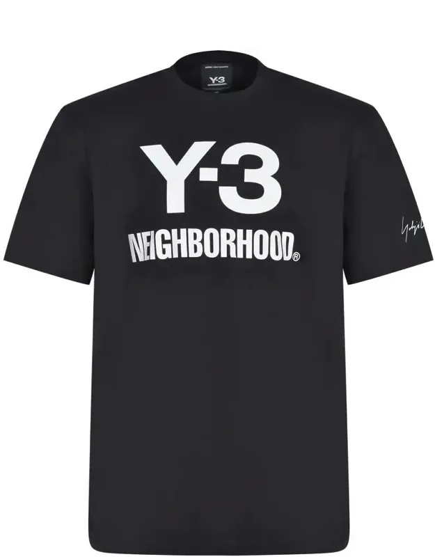 Y-3 T-shirt And Polo With Ribbed Crew Neck And Contrasting Logo Lettering