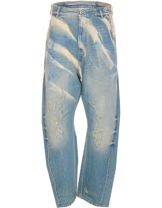 Jeans With Buckle On The Back And Patch Logo