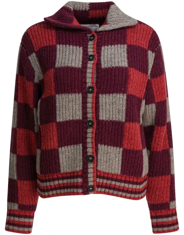 Checkered Wool Cardigan