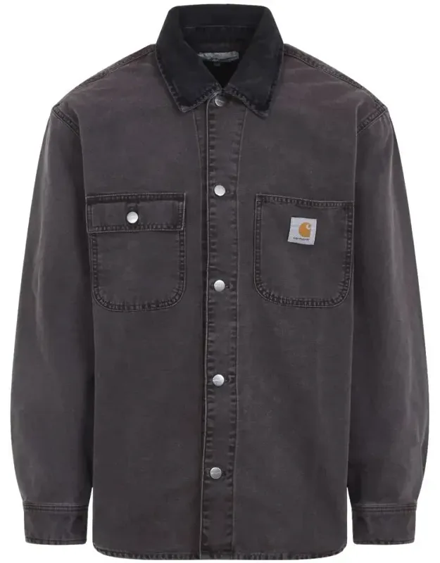 Jacket With Corduroy Pointed Collar And Front Button Fastening