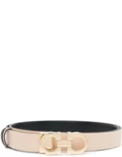 Hammered Leather Reversible Gancini Belt