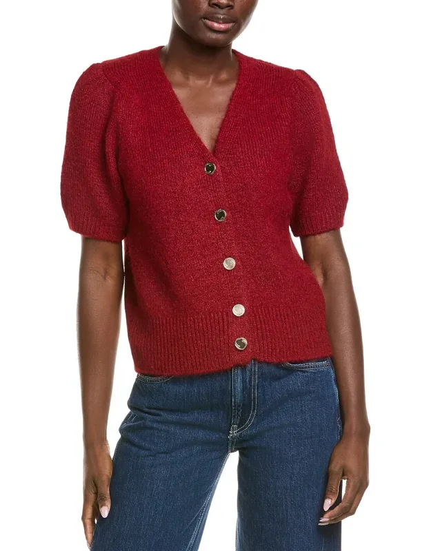 Hairy Wool-blend Cardigan Sweater