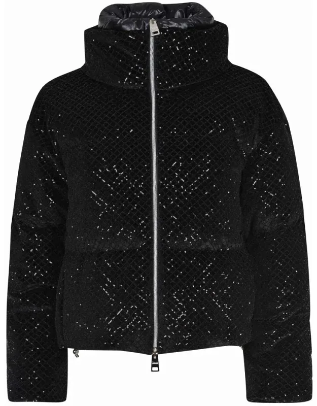 Herno Down Jacket With Velvet Effect And Micro Sequin Details