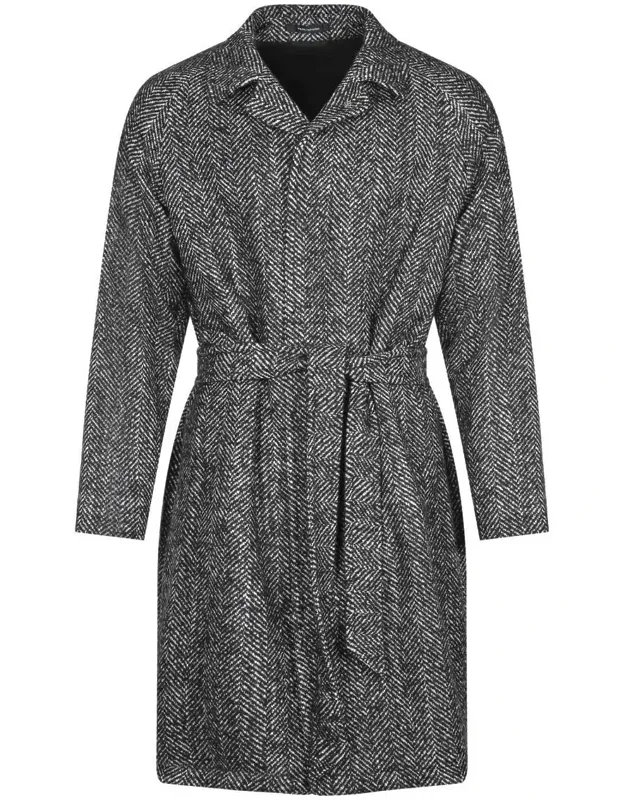Tagliatore Coat - Herringbone Pattern, Adjustable Waist Tie