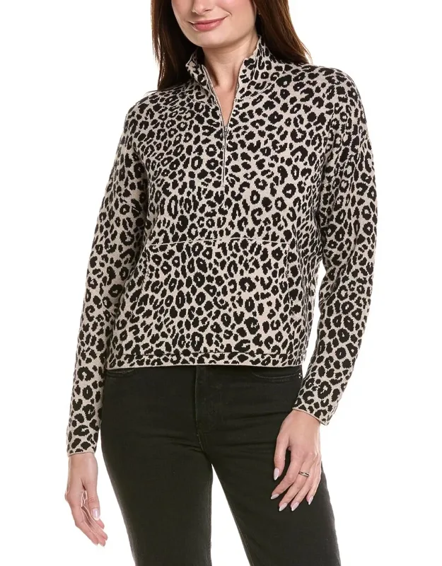 Leopard Zip Cashmere-blend Pullover