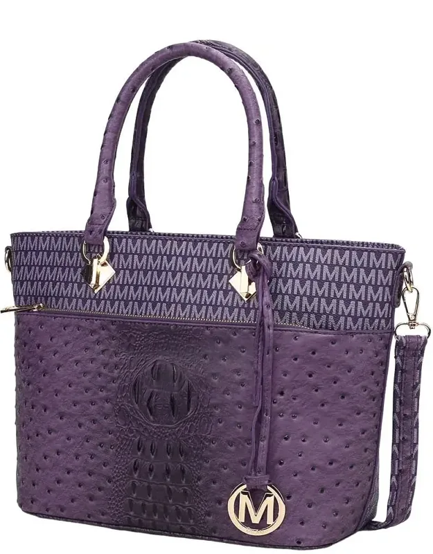 Grace Signature And Croc Embossed Tote Handbag